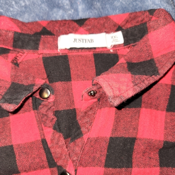 JustFab Red and Black Flannel Shirt WITH POCKETS - Picture 2 of 4